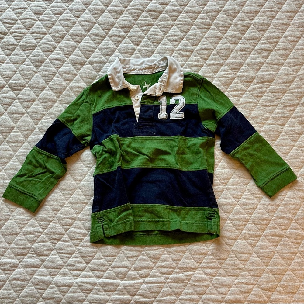 Green and Blue Striped Kids Rugby Shirt
